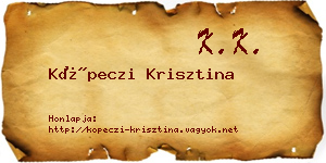 Köpeczi Krisztina névjegykártya